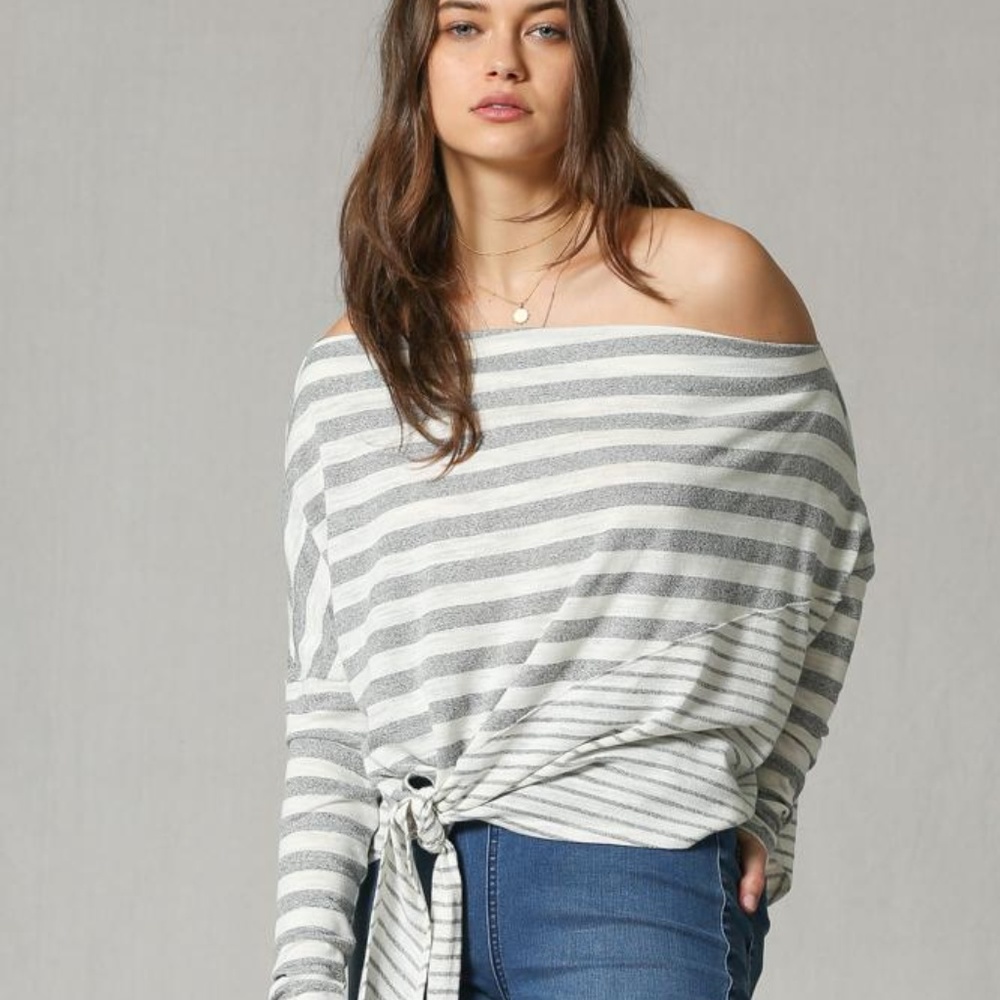 Stripped Off Shoulder Top